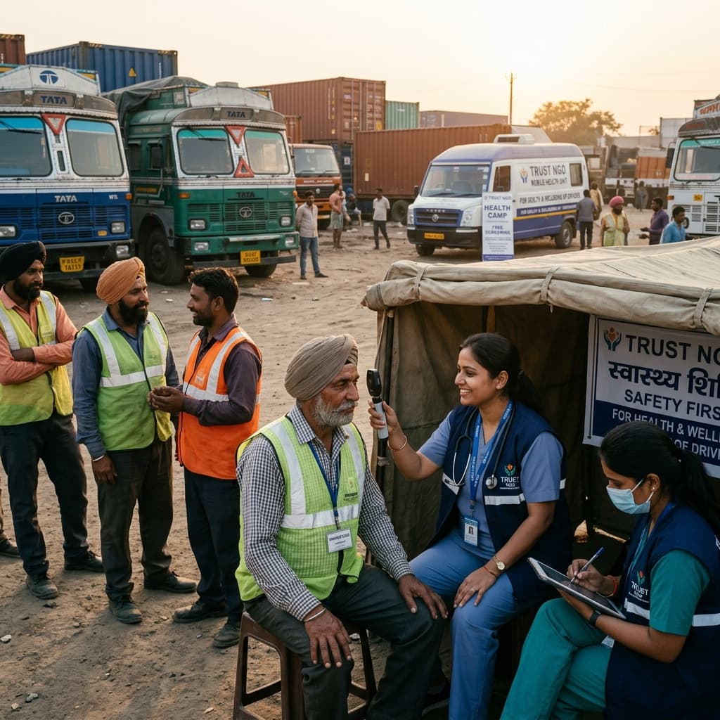 PSF field health camp for truck drivers
